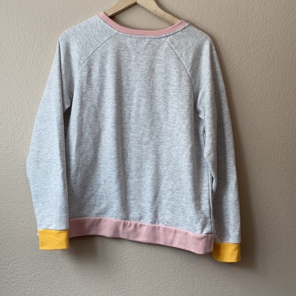 Time & True Escape the Ordinary Crew Neck Gray Pink & Yellow sz L - Picture 8 of 8